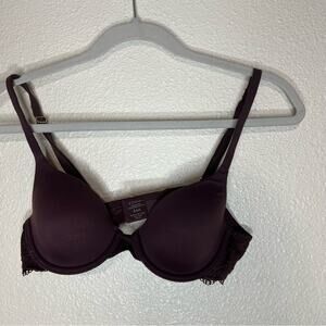 SOMA 052101 embraceable enchanting lace demi bra in dark cherry brown 34A